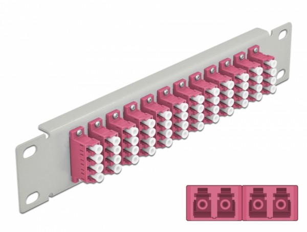 10? LWL Patchpanel 12 Port LC Quad violett 1 HE grau, Delock® [66800]