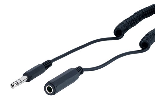 Stereo Verlängerung 6,3mm Klinke St. / Bu., Spiralkabel 5m, Good Connections®