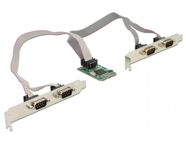 MiniPCI Express I/O PCIe full size RS-232 4x DB9 Stecker, Delock® [95243]