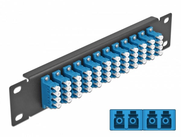 10? LWL Patchpanel 12 Port LC Quad blau 1 HE schwarz, Delock® [66776]