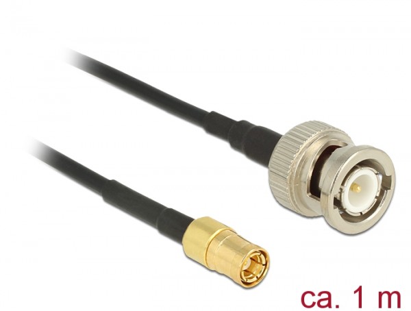 Antennenkabel BNC Stecker an SMB Stecker RG-174, schwarz, 1m, Delock® [12492]