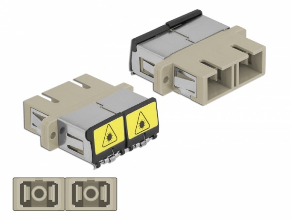 LWL Kupplung mit Laserschutzklappe SC Duplex Buchse zu SC Duplex Buchse Multimode beige, Delock® [86894]