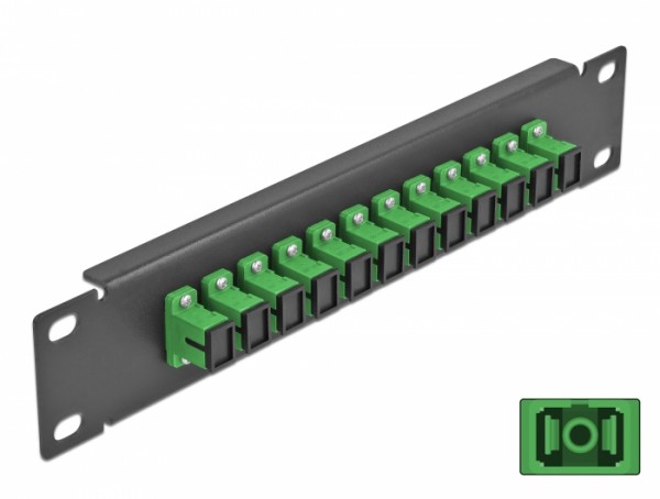 10? LWL Patchpanel 12 Port SC Simplex grün 1 HE schwarz, Delock® [66761]