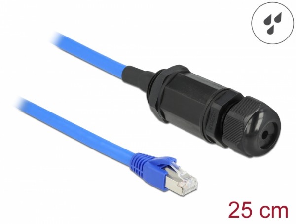 Kabel RJ45 Stecker zu RJ45 Buchse Cat.6 wasserdicht mit Kabelverschraubung, Delock® [66808]