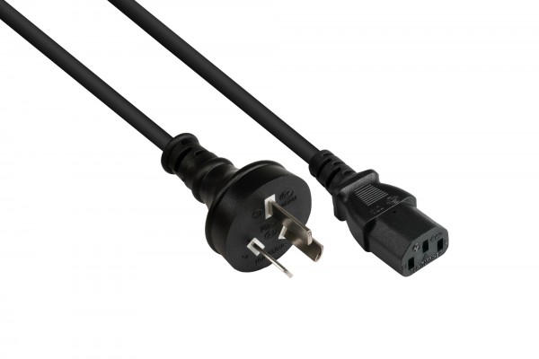 Netzkabel China Netz-Stecker Typ I (gerade) an C13 (gerade), CCC, schwarz, 0,75 mm², 1,8 m, Good Connections®