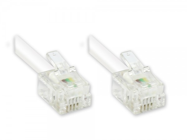RJ11 Western Verbindungskabel, 6p4c, weiß, 10m, Good Connections®