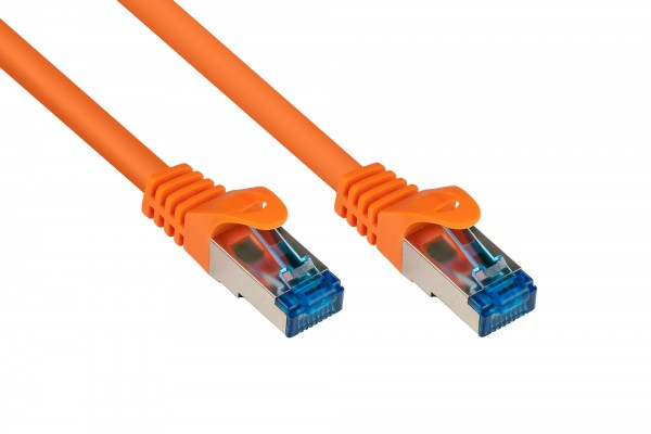 RNS® Patchkabel mit Rastnasenschutz, Cat. 6A, S/FTP, PIMF, halogenfrei, 500MHz, orange, 0,5m, Good Connections®