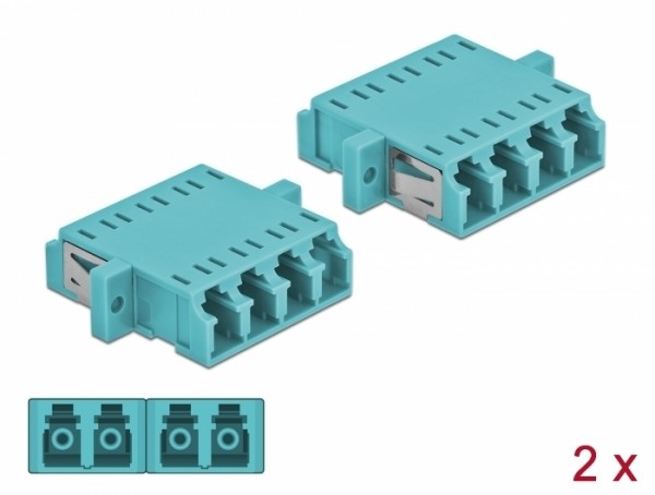 LWL Kupplung LC Quad Buchse zu LC Quad Buchse Multimode 2 Stück hellblau, Delock® [86541]