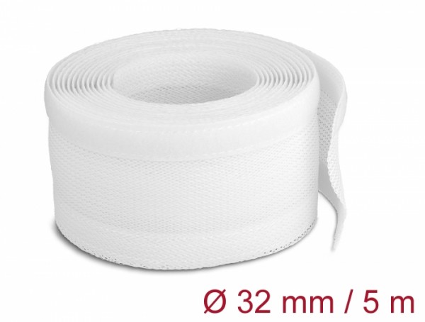 Geflechtschlauch mit Klettverschluss 5 m x 32 mm weiß, Delock® [20818]