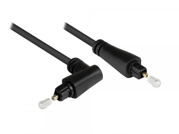 Anschlusskabel Toslink Stecker an Stecker 90° gewinkelt, Ø 4mm, schwarz, 1m, Good Connections®