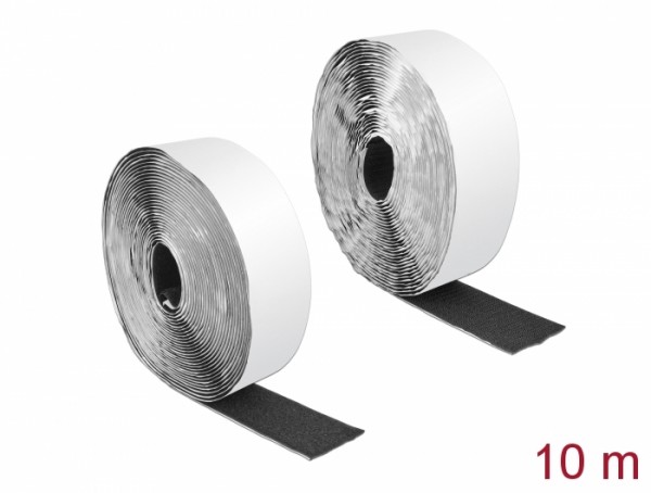 Klettband selbstklebend mit Haft- und Flauschband L 10 m x B 50 mm schwarz, Delock® [19094]