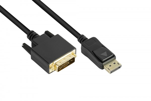 Anschlusskabel DisplayPort an DVI-D 24+1 Stecker, Full HD, vergoldete Kontakte, CU, schwarz, 1,8m, Good Connections®