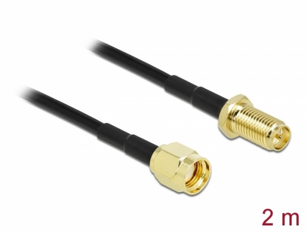 Antennenkabel RP-SMA Stecker zu RP-SMA Buchse LMR/CFD100 2 m low loss , Delock® [90445]