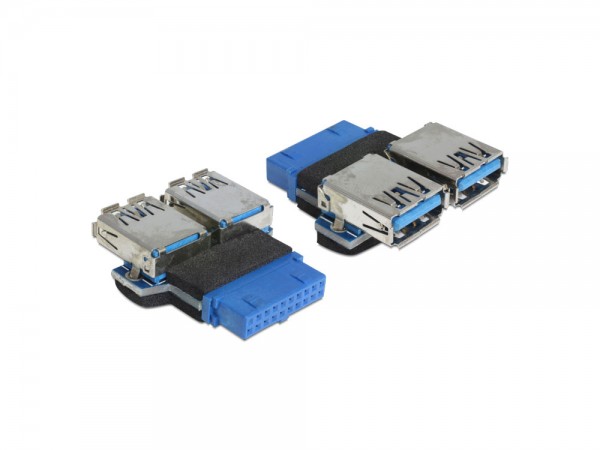 Adapter, USB 3.0 Pin Header Buchse an 2x USB 3.0 Buchse nebeneinander, Delock® [65324]