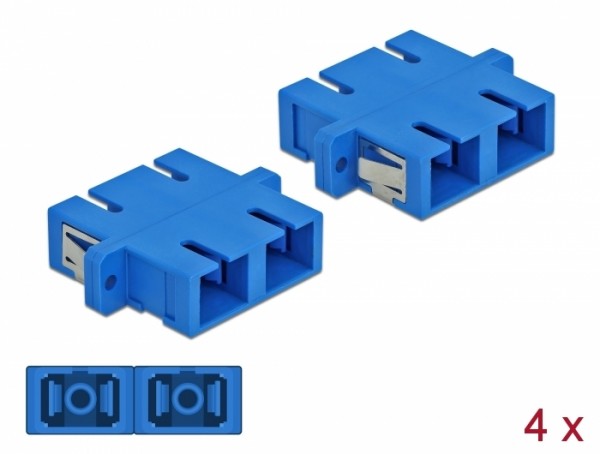 LWL Kupplung SC Duplex Buchse zu SC Duplex Buchse Singlemode 4 Stück blau, Delock® [85991]