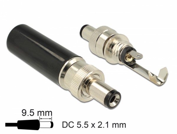 Steckverbinder DC 5,5 x 2,1 mm mit Länge 9,5 mm Hohlstecker, Delock® [89913]
