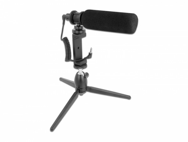 Vlog Shotgun Mikrofon Set für Smartphones und DSLR Kameras, Delock® [66582]