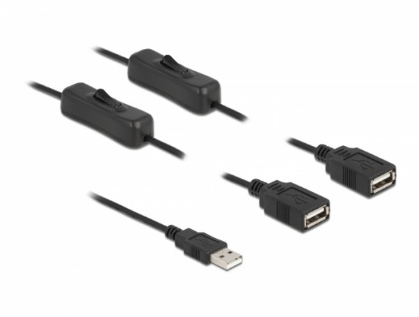 Kabel USB Typ-A Stecker zu 2 x USB Typ-A Buchse mit Schalter 1 m, Delock® [86803]