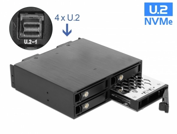 5.25? Wechselrahmen für 4 x 2.5? U.2 NVMe SSD mit abschließbaren Trays, Delock® [47235]