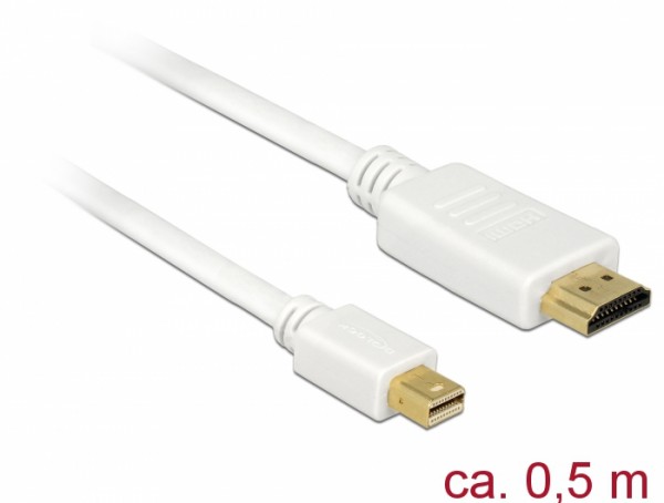 Kabel mini Displayport 1.1 Stecker an HDMI-A Stecker, weiß, 0,5 m, Delock® [83993]
