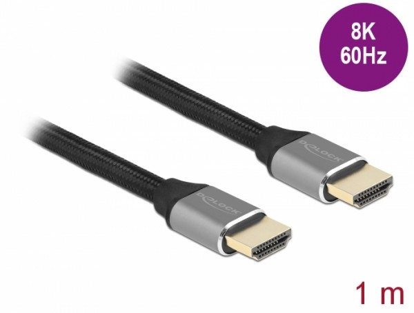 Ultra High Speed HDMI Kabel 48 Gbps 8K 60 Hz grau 1 m zertifiziert, Delock® [83995]