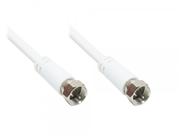 SAT Antennenkabel, F-Stecker beidseitig (vernickelt), 2x geschirmt (70dB / 75 Ohm), CCS, weiß, 10m, Good Connections®