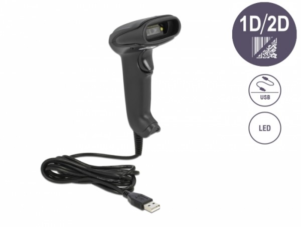 USB Barcode Scanner 1D und 2D mit Anschlusskabel - German Version, Delock® [90557]