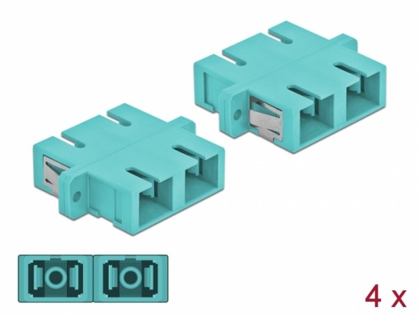 LWL Kupplung SC Duplex Buchse zu SC Duplex Buchse Multimode 4 Stück hellblau, Delock® [85997]