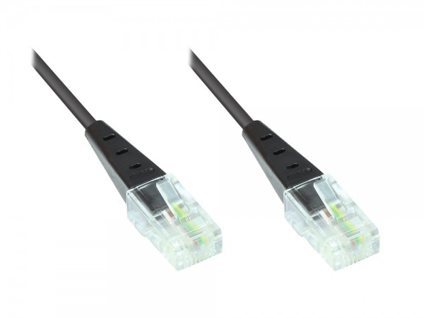 ISDN-Anschlusskabel, 2x RJ45 Stecker, 4-adrig, rund, schwarz, 3m, Good Connections®
