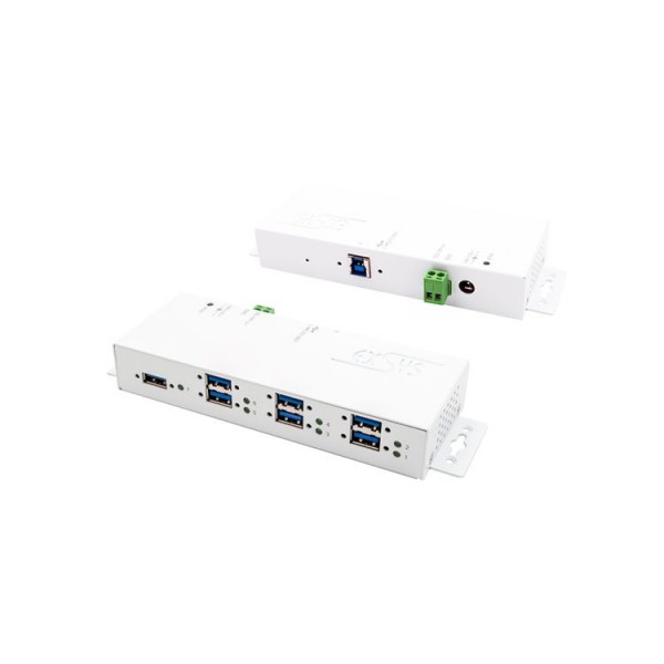 USB 3.2 Gen. 1 Metall HUB mit 7 Ports und 1.5A Strom für 4 Ports (Überspannungs-Schutz), Exsys® [EX-1189HMVS-3W]