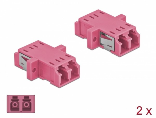 LWL Kupplung LC Duplex Buchse zu LC Duplex Buchse Multimode 2 Stück violett, Delock® [86537]