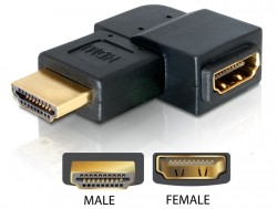 Adapter, HDMI Stecker an HDMI Buchse, 90° gewinkelt, links, Delock® [65077]