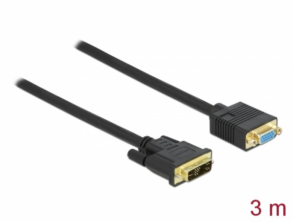 Kabel DVI 12+5 Stecker zu VGA Buchse 3 m, Delock® [86754]