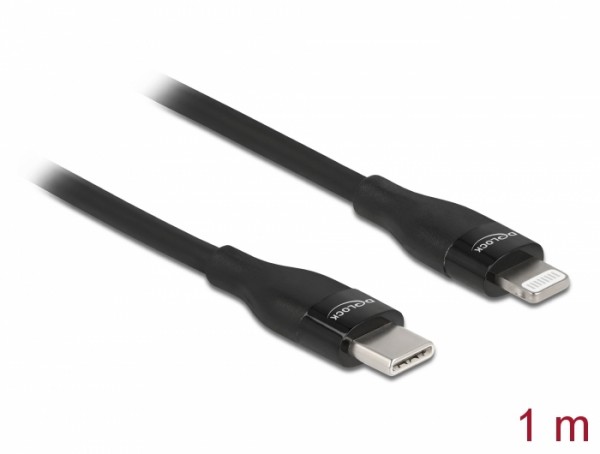 Daten- und Ladekabel USB Type-C™ zu Lightning™ für iPhone™, iPad™ und iPod™ schwarz 1 m MFi, Delock® [86637]