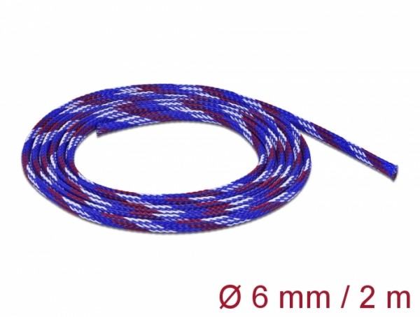 Geflechtschlauch dehnbar 2 m x 6 mm blau-rot-weiß, Delock® [20741]