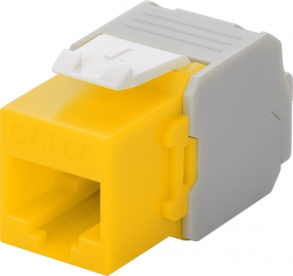 KeyStone RJ45 Jack, Cat. 6a, ungeschirmt, 500MHz, weiß/gelb