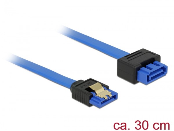 Verlängerungskabel SATA 6 Gb/s Buchse gerade an SATA Stecker mit Einrastfunktion gerade, blau, 0,3m, Delock® [84972]