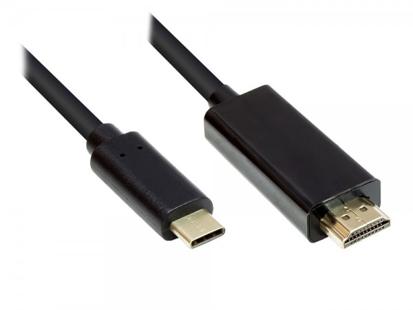 Adapterkabel USB-C™ Stecker an HDMI 2.0 Stecker, 4K / UHD @60Hz, CU, schwarz, 2m, Good Connections®