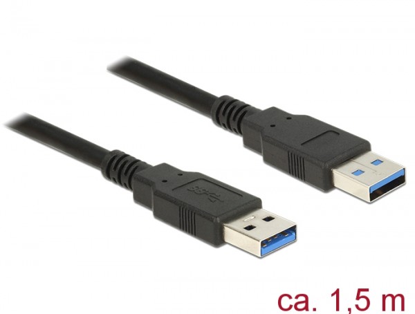 Kabel USB 3.0 Typ-A Stecker an USB 3.0 Typ-A Stecker, schwarz, 1,5m, Delock® [85061]