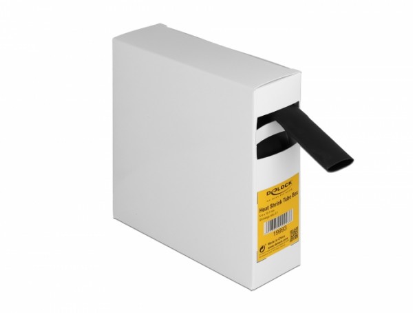 Schrumpfschlauch Box, mit Innenkleber, Schrumpfungsrate 3:1, 5 m x 19,1 mm schwarz, Delock® [19993]