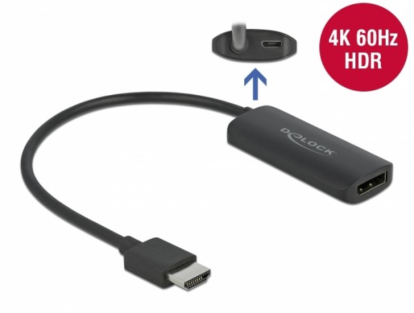 Adapter HDMI-A Stecker zu DisplayPort Buchse 4K 60 Hz, Delock® [63206]