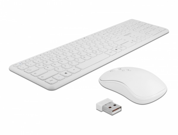 USB Tastatur und Maus Set 2,4 GHz kabellos weiß, Delock® [12703]
