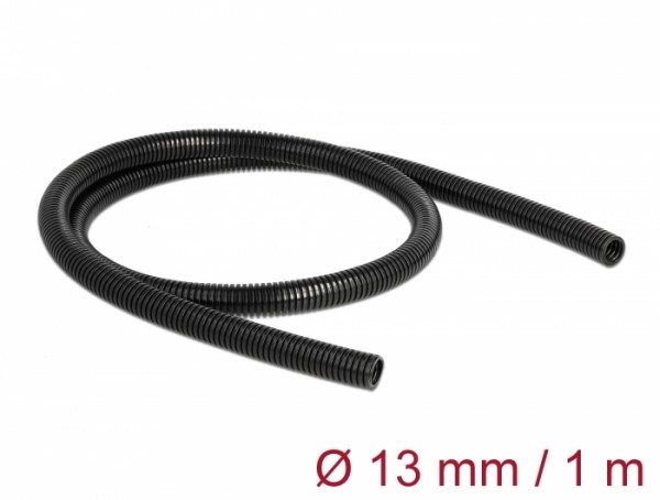 Kabelschutzschlauch 1 m x 13 mm schwarz, Delock® [60457]