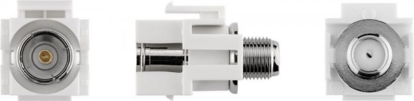 KeyStone Modul, Koax Buchse an F-Buchse, bündige Montage, Gehäuse weiß
