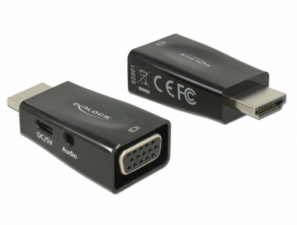 Adapter HDMI-A Stecker > VGA Buchse mit Audio , Delock® [65901]