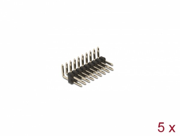 Stiftleiste 10 Pin, Rastermaß 2,54 mm, 2-reihig, gewinkelt, 5 Stück, Delock® [66701]