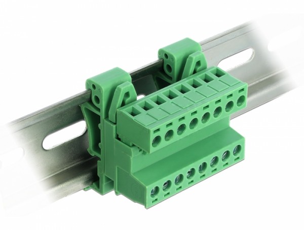 Terminalblock Set für Hutschienen, 8-Pin, mit Rastermaß 5,08mm, gewinkelt, Delock® [66081]