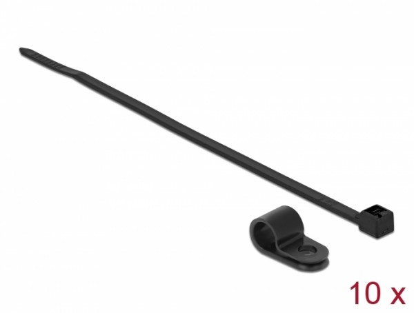 Befestigungsschelle 7,9 mm mit Kabelbinder L 250 x B 3,6 schwarz, Delock® [18866]