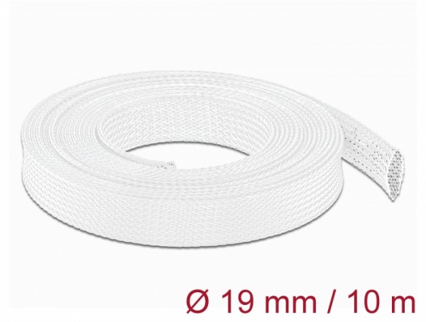 Geflechtschlauch dehnbar 10 m x 19 mm weiß, Delock® [20805]