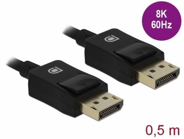 Koaxiales DisplayPort Kabel 8K 60 Hz, schwarz, 0,5 m, Delock® [85299]